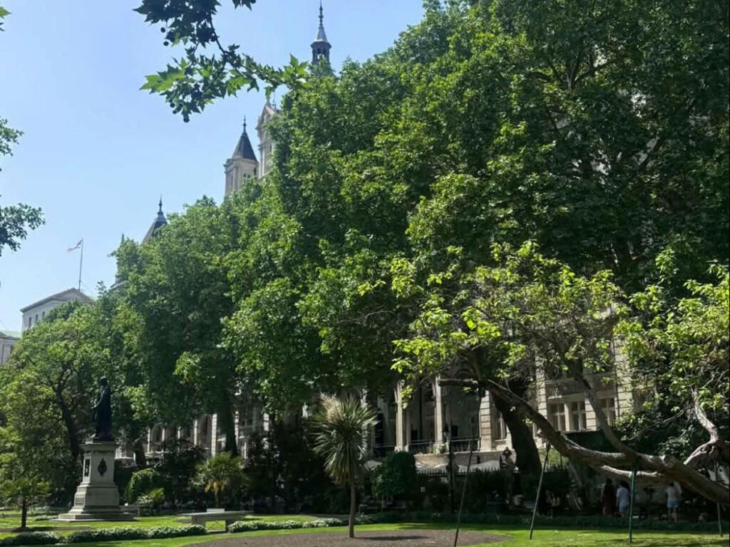 View of Whitehall Gardens on a Spring day