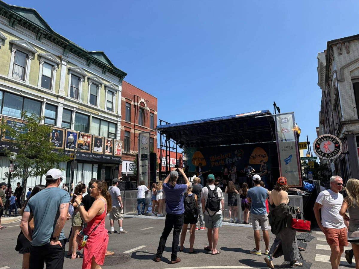 Crowd watching the stage performance at the Wicker Fest