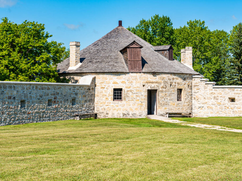 Exterior view of a building in Lower Fort Garry National Historic Site