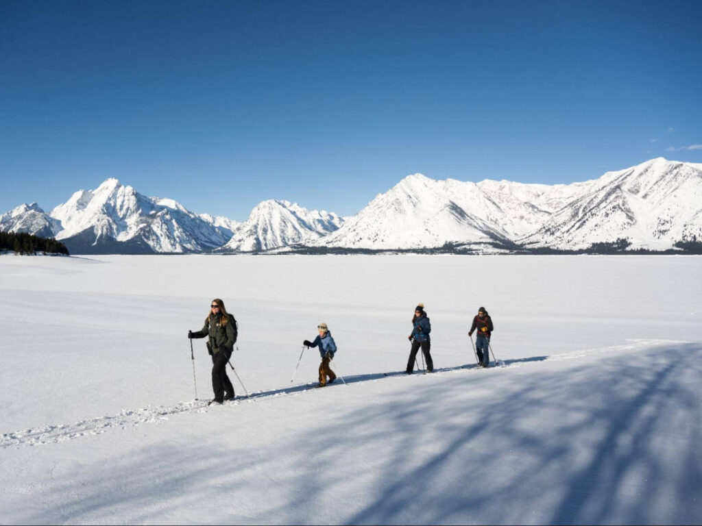 View of Nordic skiers at Grand Teton National Park