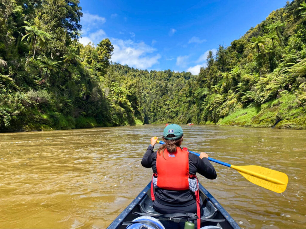The author's partner paddling on Whanganui River