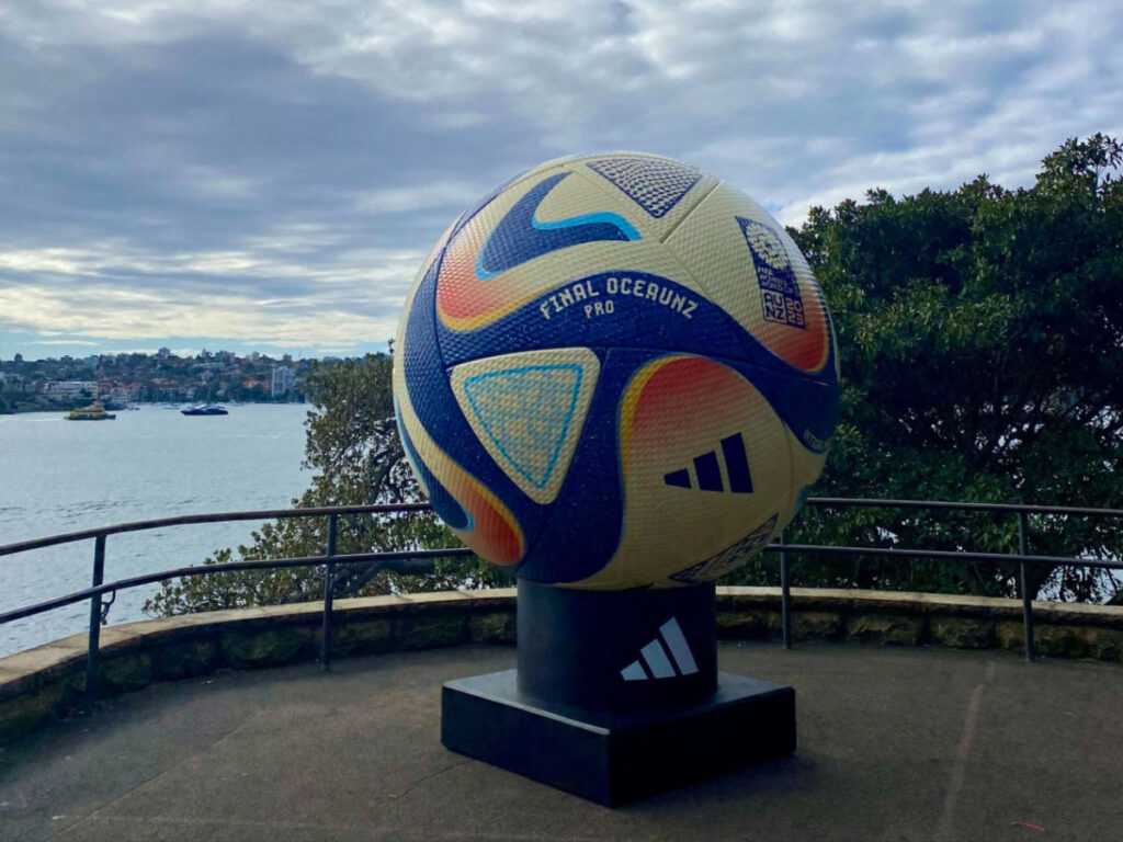 Huge replica of the World Cup tournament ball sat right next to the harbor in Sydney