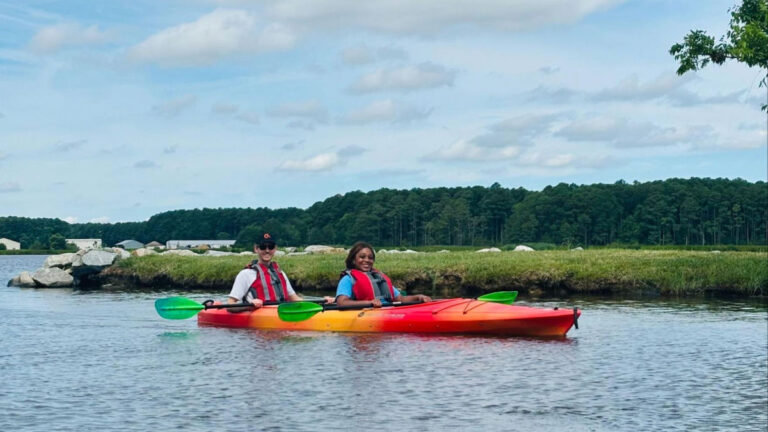 Writer Alexandria and her husband kayaking in the Blackwater National Wildlife Refuge