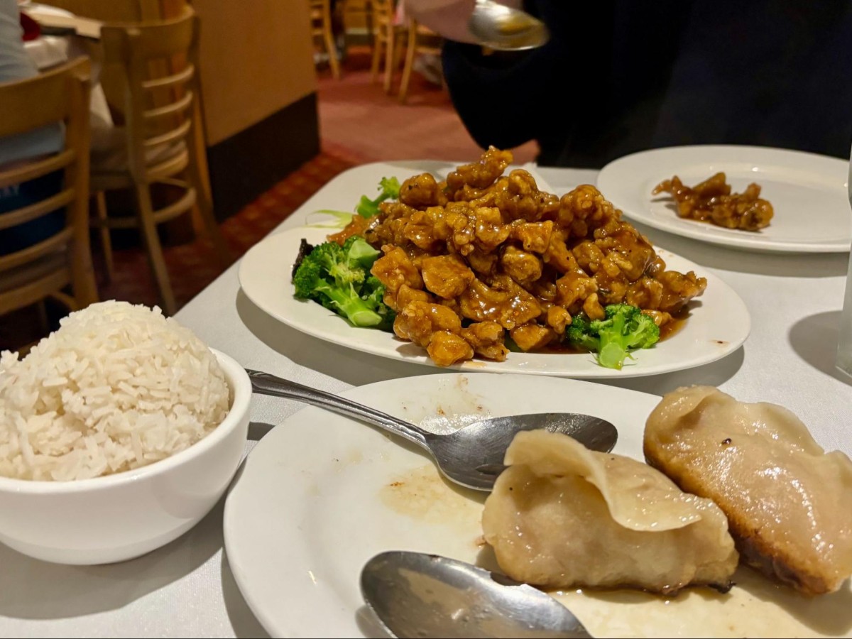 Plates of Chicken and dumplings from Yang Chow Restaurant