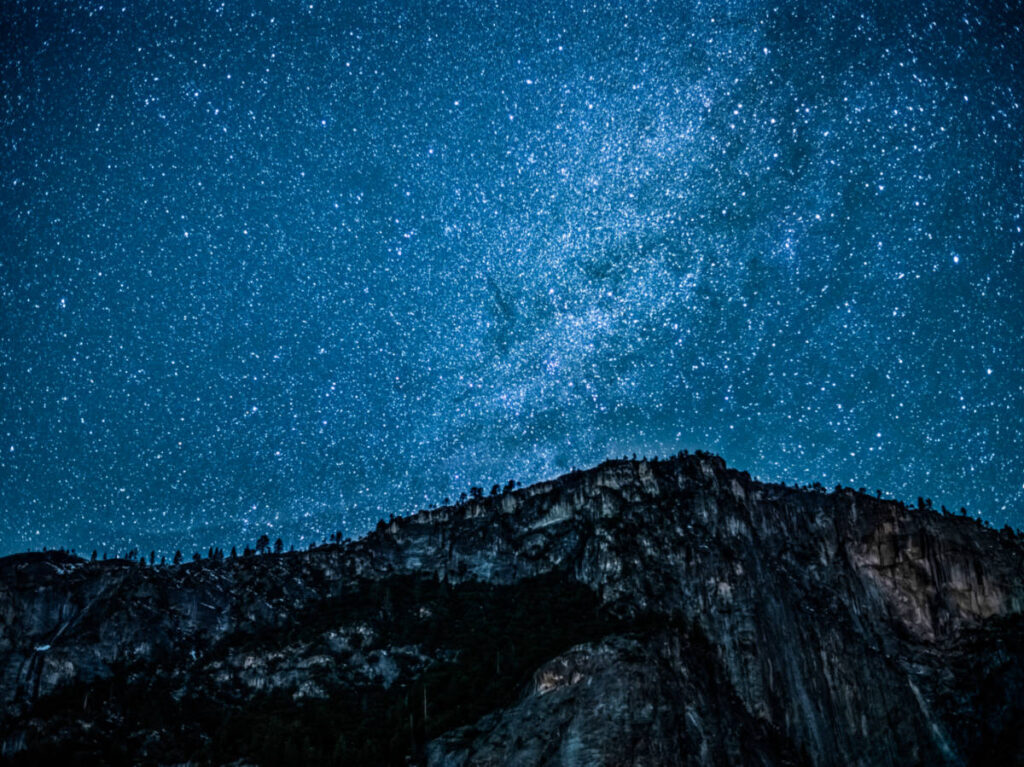 View of the starry sky from Yosemite