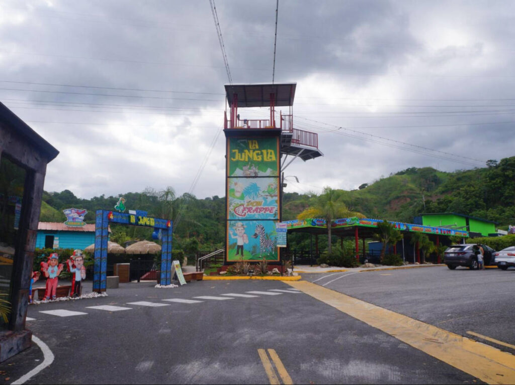 View of the zipline tower at the park