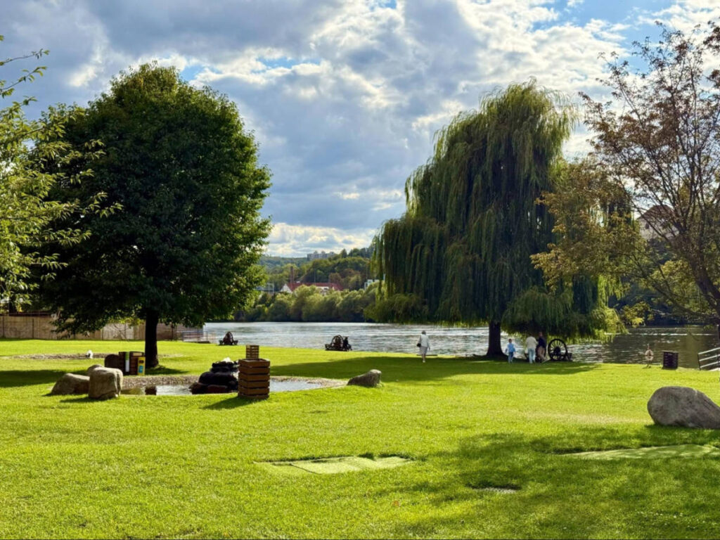 View of Žluté Lázně on a bright sunny day